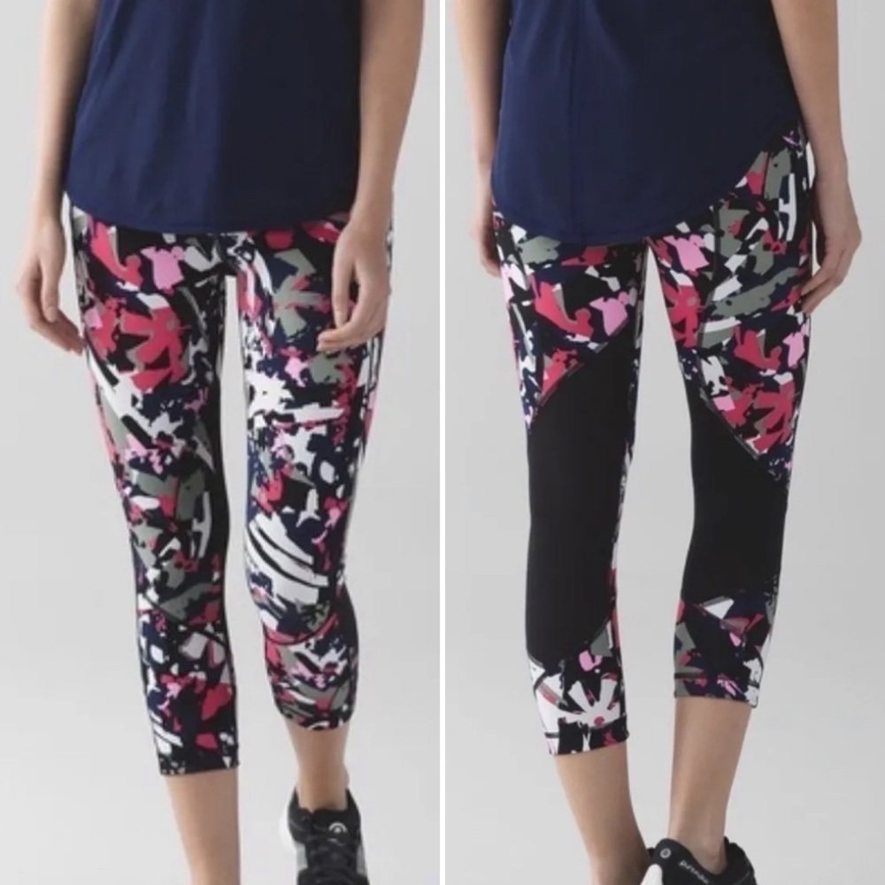 LULULEMON Pace Rival Crop Legging in Pop Cut Boom Juice Multi / Black 4